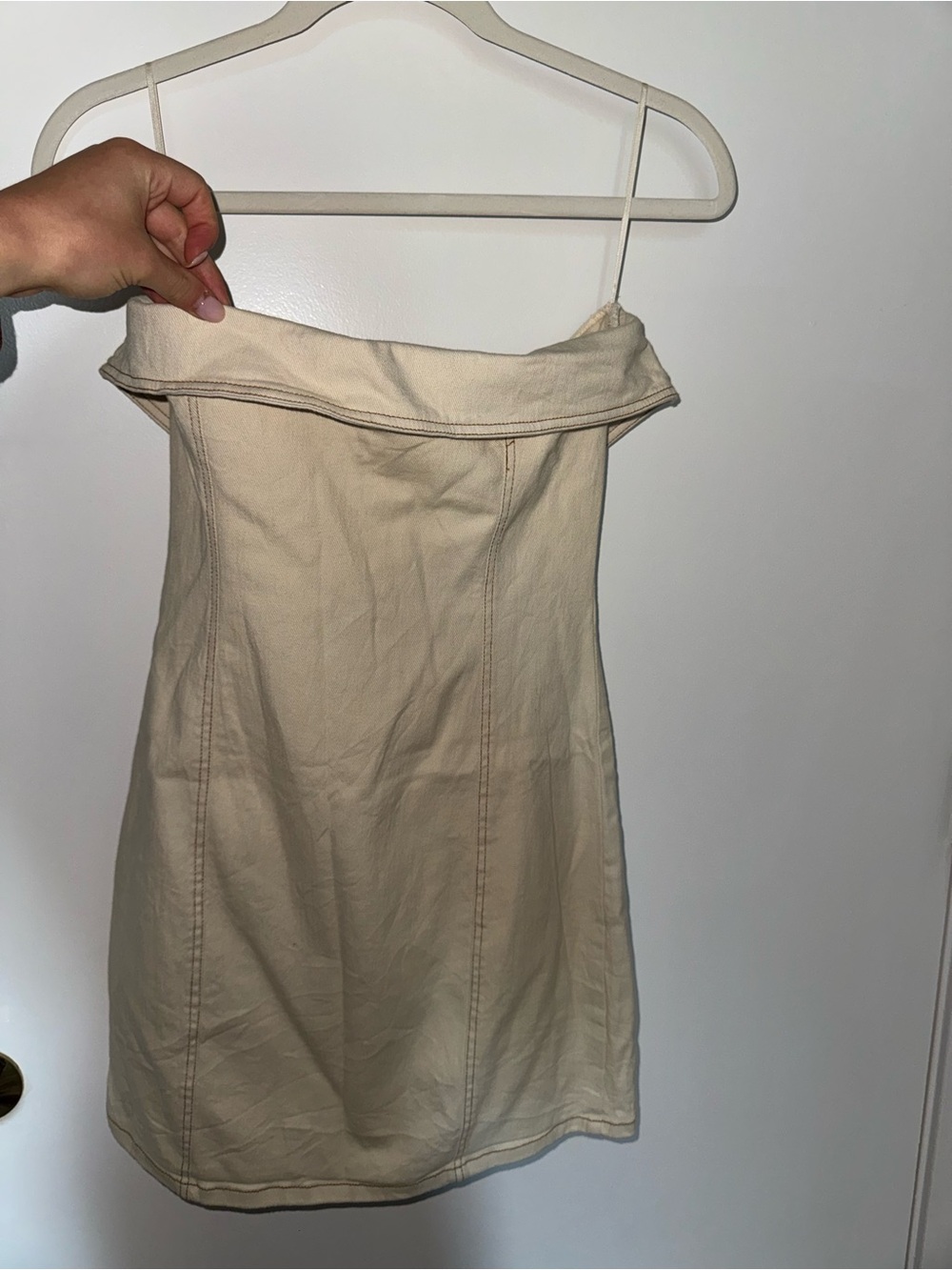 Le Lis Strapless Beige-Cream Mini Dress